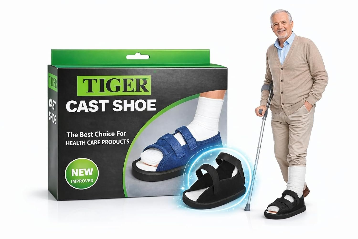 حذاء جبيرة طبي للقدم حذاء جبيرة طبي للقدم بعد العمليات الجراحية – مقدمة مفتوحة، مقاوم للانزلاق والماء، حزام قابل للتعديل، لإعادة تأهيل القدم وكسور العظام (M-L-XL-XXL-XXXL) - الصورة 1