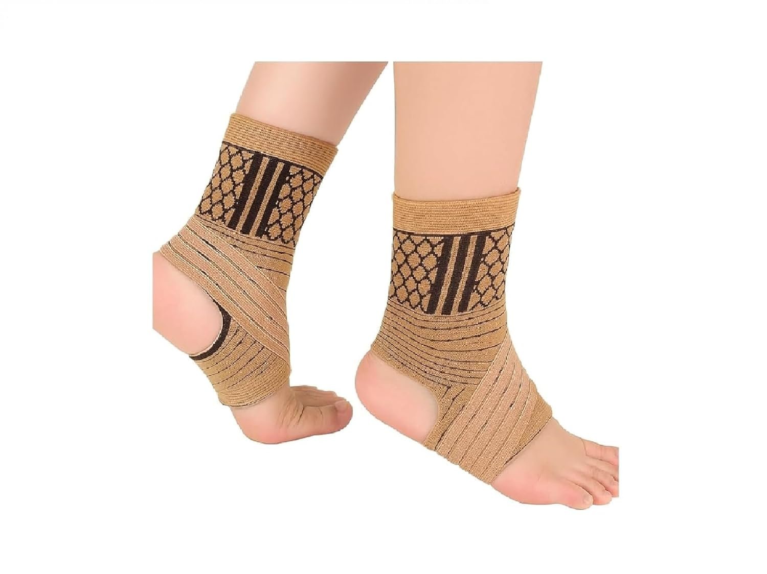 دعامات كاحل زوجى مجموعة دعامة الكاحل من اويدي 6TXD – جوارب ضغط مرنة مع حزام قابل للتعديل – دعم الكاحل وقوس القدم – التعافي من الإصابات ومنع التواء الكاحل – عبوة 2 قطعة - الصورة 1