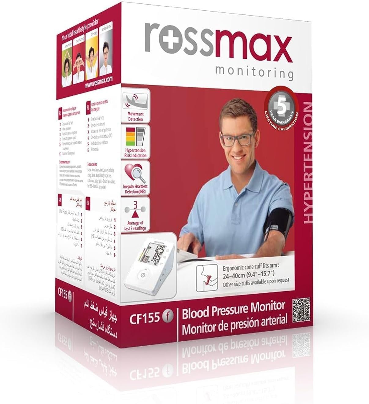 روسماكس جهاز ضغط CF155 جهاز مراقبة ضغط الدم الرقمي CF155 من روسماكس – شاشة كبيرة واضحة + سوار قابل للتعديل – وظيفة ذاكرة لقراءات دقيقة – جهاز صحي للاستخدام المنزلي - الصورة 1