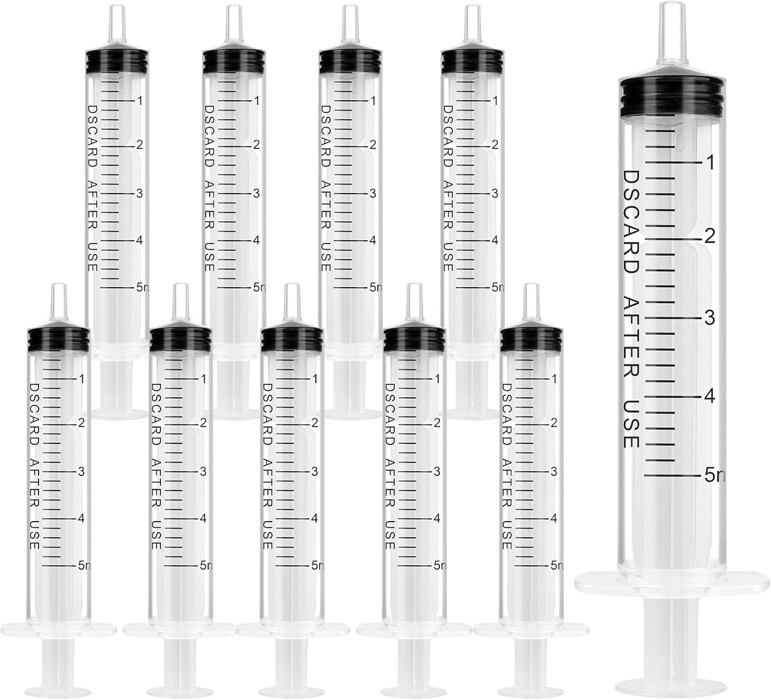 محقنة بلاستيكية 5 ملليلتر محقنة بلاستيكية متعددة الاستخدام من Off Cap – سعة 5 مل، عبوة 10 محاقن، للتغذية والتوزيع - الصورة 1