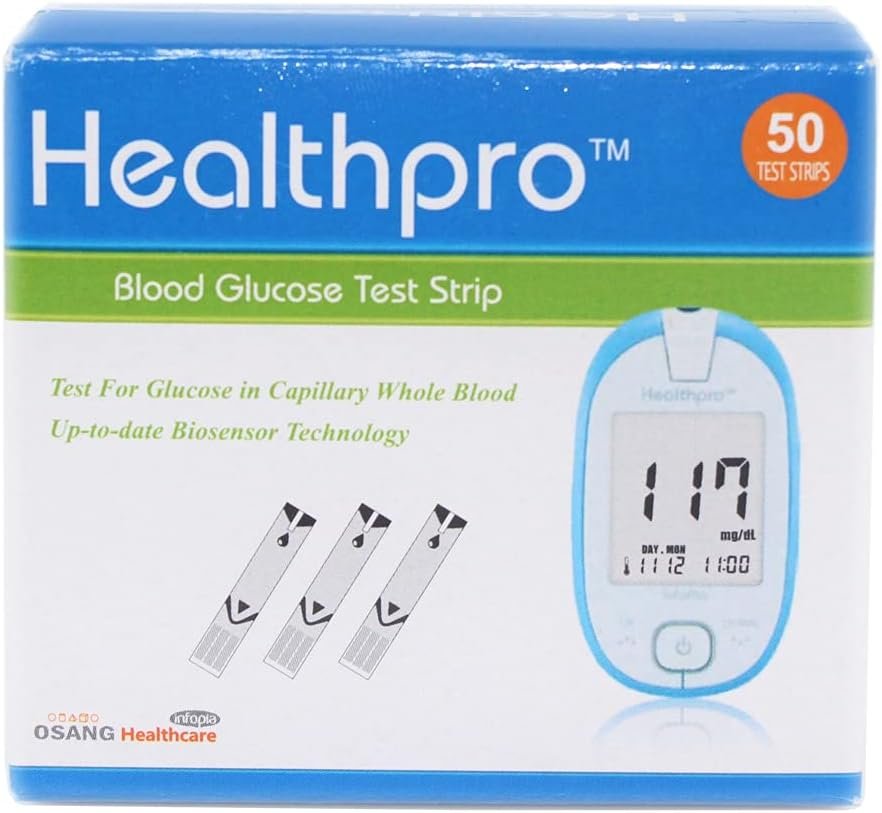 هيلث برو هيلثبرو HealthPro – شرائط فحص نسبة السكر في الدم (عبوة 50 شريط) - الصورة 1